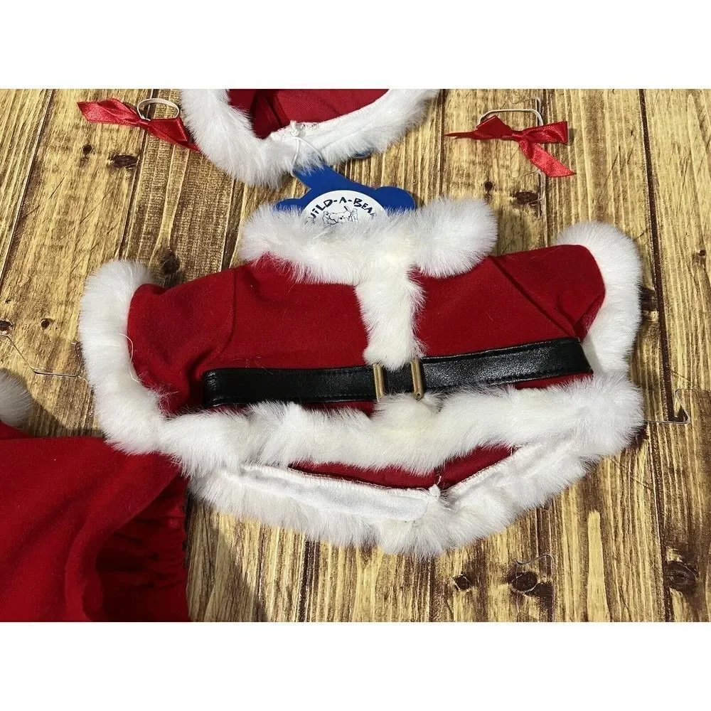 Build a Bear Santa Suit Boots Hat Christmas Holiday Teddy Clothes Costume W/Bows
